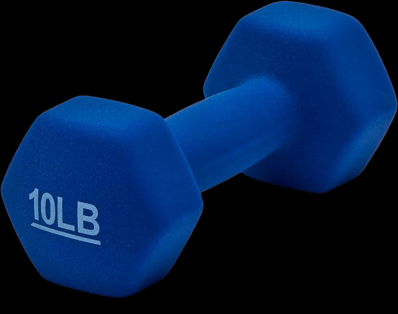 Single blue dumbbell showing hexagonal design