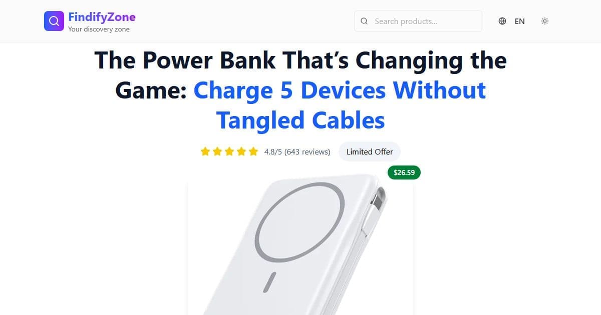 Magnetic Power Bank 10000mAh – Fast Charging for iPhone & More